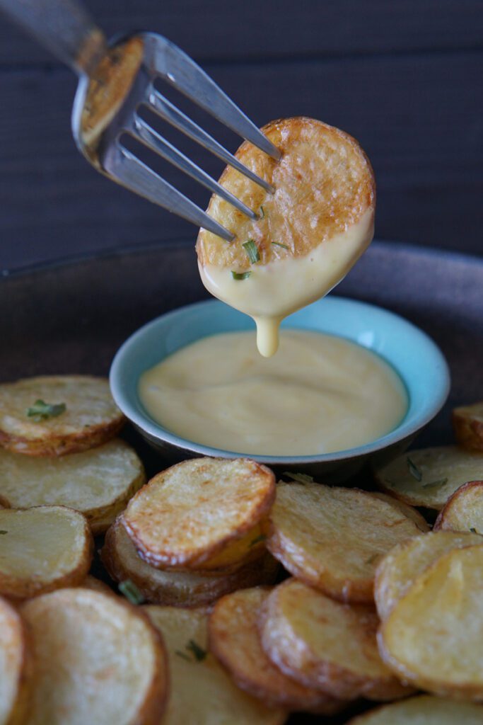 cottage potatoes dipped in sauce