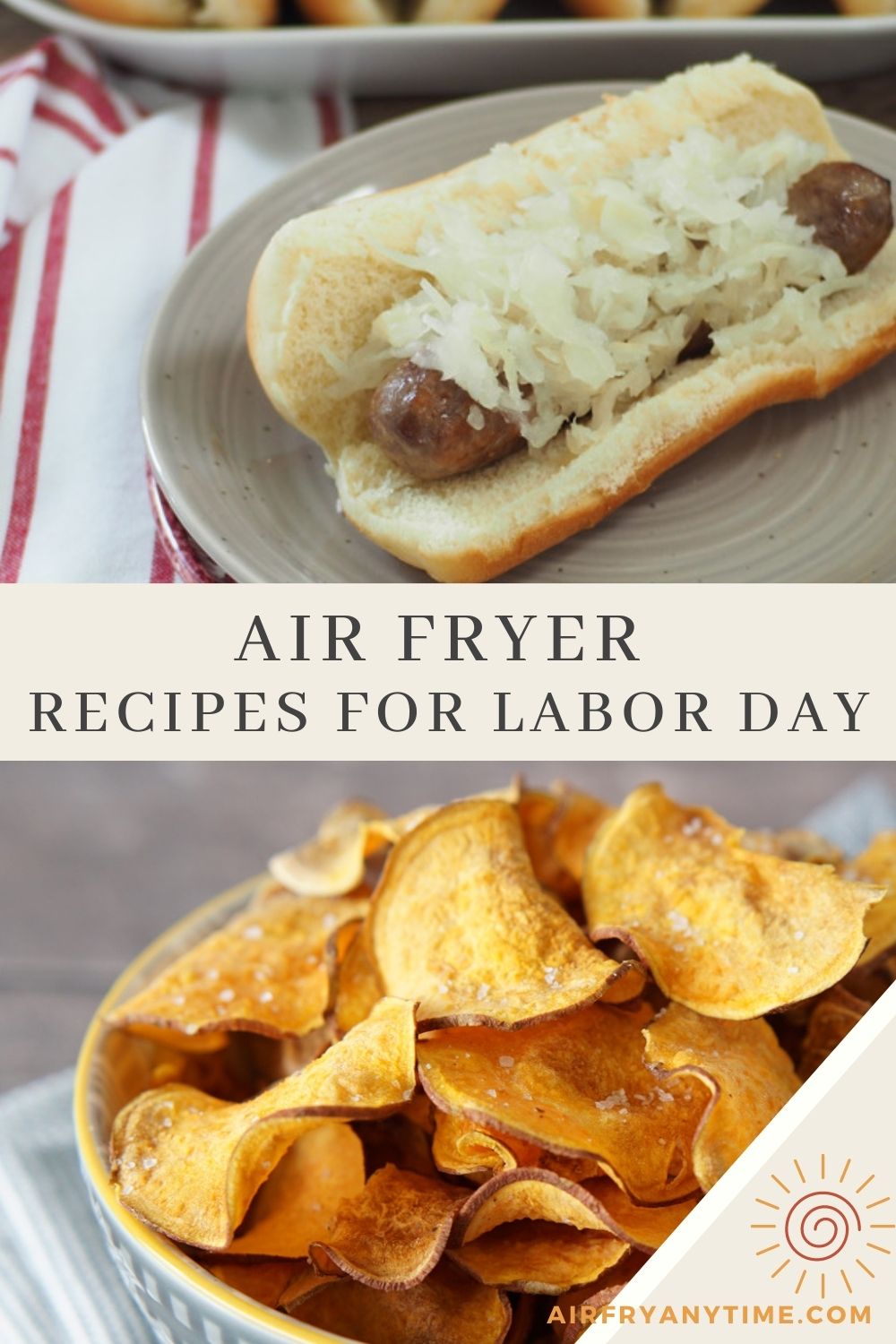 Air fryer brats and sweet potato chips