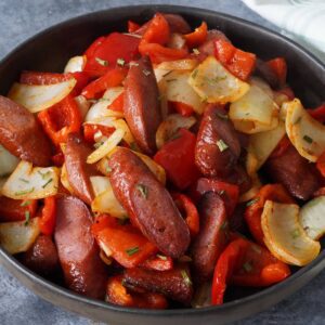 Plate of peppers, onions and sausage