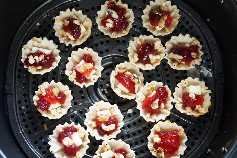 Cranberry Brie Bites in the air fryer basket