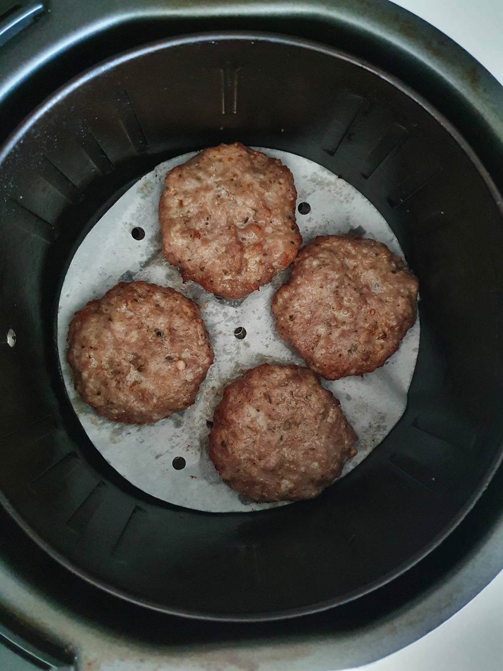 sausage patties in the air fryer basket