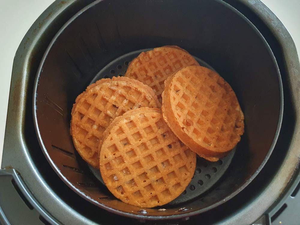 Waffles in the air fryer basket