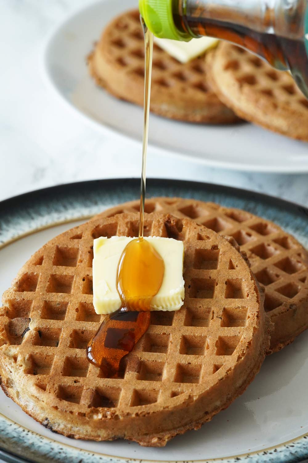 Waffles with syrup and butter