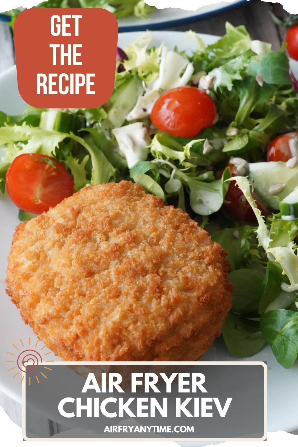 Chicken Kiev on a plate with salad