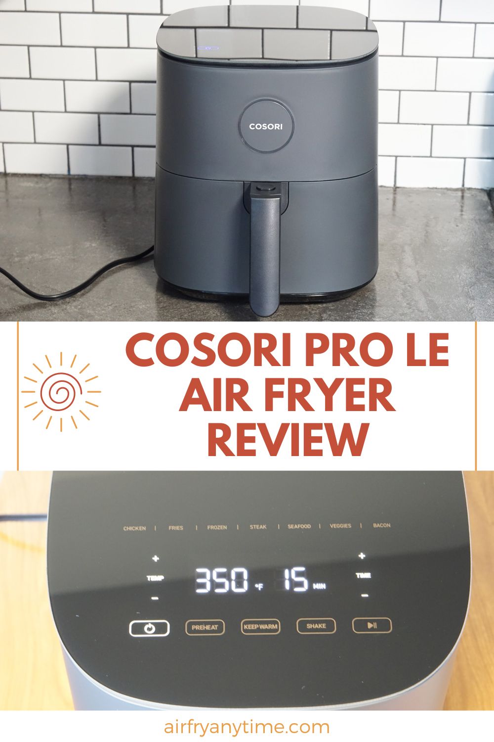 Cosori air fryer and the top display panel