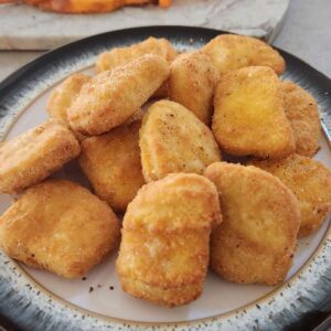A plate of chicken nuggets