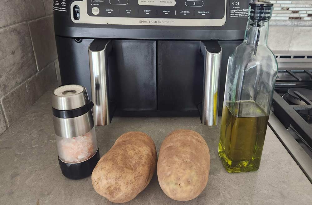 Ingredients for air fryer baked potatoes